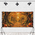 Fall Forest Photo Backdrop 20x10ft Autumn Garden Backdrop for Photography Fall Pumpkin Maple Wonderland Floral Background for Photoshoot Thanksgiving Birthday Photo Booth Props Vinyl by Leowefowa
