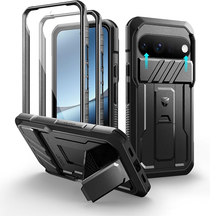 Dexnor for Google Pixel 11 Pro XL Case with Slide Camera Cover & 2 Front Frames & Built-in Screen Protector & Kickstand,Full-Body Shockproof Protective Cover Heavy-Duty Rugged Cases,Black(2026) by Dexnor