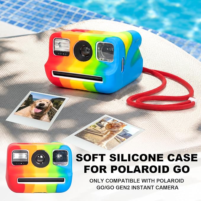 Silicone Case for Polaroid Go/Go Gen 2 Instant Camera, Rainbow | Protective Cover for Polaroid Go, Soft Silicone Case, Travel Cover Storage Bag, Wrist Strap, All-Round Protection, No Camera - Image 2