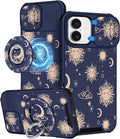 Buleens for iPhone 17 Case 6.3 Inch - with Ring Stand & Camera Cover Aesthetic Cute Designed for Women Girls Girly Kawaii Sun Moon Stars Unique Phone Case for iPhone 17 Compatible with Magsafe by Buleens