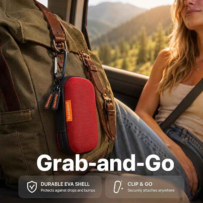 Mini Small Hard Shell Earbud Case, Red Rectangle Carrying Zipper IEMs Pouch | for Apple Airpods, Earpods, Samsung Galaxy Buds, Wired Wireless Earbuds, Earplugs, In Ear Monitor, USB Cable, Flash Drive - Image 8