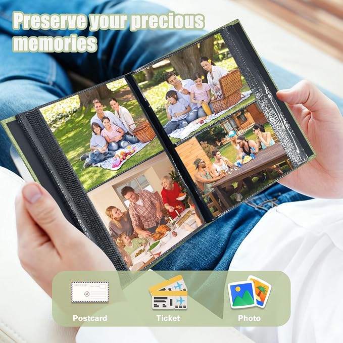 Photo Album 4x6 200 Pockets for Wedding Gifts,Linen Hardcover Picture Albums for Family Anniversary Baby Vacation Pictures - Image 4