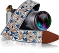 Art Tribute Camera Strap - Shoulder, Crossbody & Neck Camera Strap for Photographers, Fits All Cameras, Canon Nikon Sony Fujifilm, Padded Strap W/Quick Release, Embroidered Cotton & Leather Ends by ArtTribute