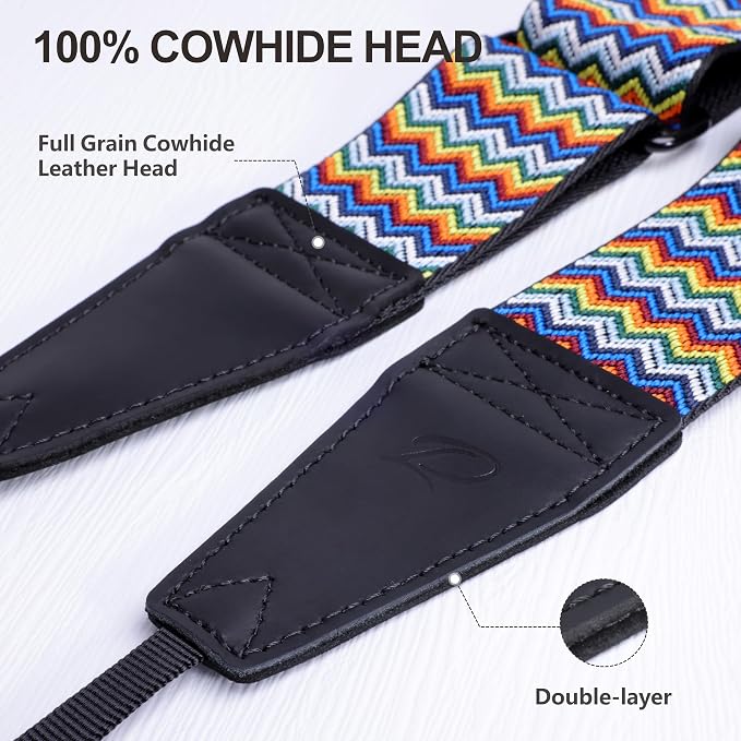 Padwa Lifestyle Adjustable Camera Strap - 2" Top Layer Cowhide Head Camera Straps for Photographers, Cotton Adjustable Neck Shoulder & Crossbody Strap Quick Release for All Cameras and Binoculars - Image 3