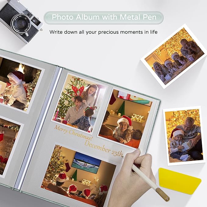 Popotop Large Photo Album Self Adhesive 4x6 5x7 8x10 Scrapbook Album DIY Picture Book,Gifts for Mom,Family Baby and Wedding,with Metal Pen and Plastic Board - Image 5