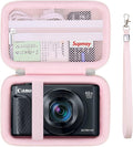 Carrying Case for Canon PowerShot SX740 HS, SX730 HS, Jelly Pink | SX720 HS, SX620 HS, G7 X Mark III, G7 X Mark II Digital Camera, Storage Holder Travel Bag with Mesh Pocket for Battery Pack by Supmay