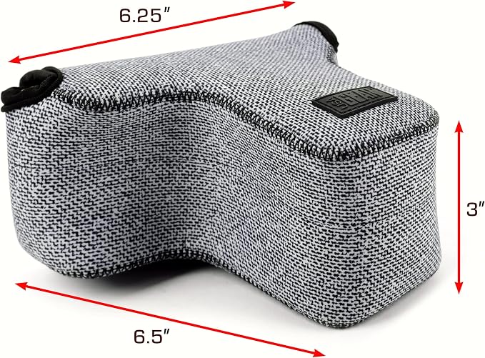 USA Gear Camera Sleeve (Medium) for Compact SLRs Compatible with Canon EOS R100 Nikon Z30 Sony ZV-E10, and more - Padded Neoprene DSLR Case with Zipper Accessory Pocket & Belt Loop (Gray Woven) - Image 9