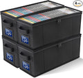 CCidea CD Storage Box with Clear Window - 4 Pack Media Organizer, Innovative Folding Design for CD Discs, CD Holder with Reinforced Handle & Label Slot, Holds 29 CDs Each, Fits Car & Home Use (4) by CCidea