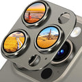 Uyiton for iPhone 15 Pro/iPhone 15 Pro Max Camera Lens Protector | Not Easy to Break, Strong Adsorption, Case-Friendly, Metal 9H Sapphire Glass Rear Camera Screen Cover, Natural Titanium by Uyiton