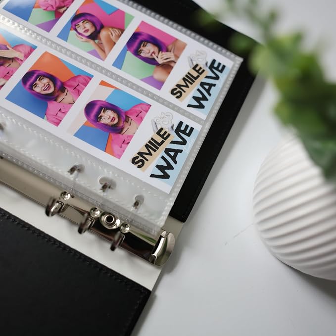 Photo Album For 2X6 Photo Booth Slip In Strips And 4X6 Pictures - 6 Ring Notebook Binder With 20 2 By 6 Sleeves - Fits 80 Photobooth Prints (WHITE HARD COVER, 2X6) - Image 2