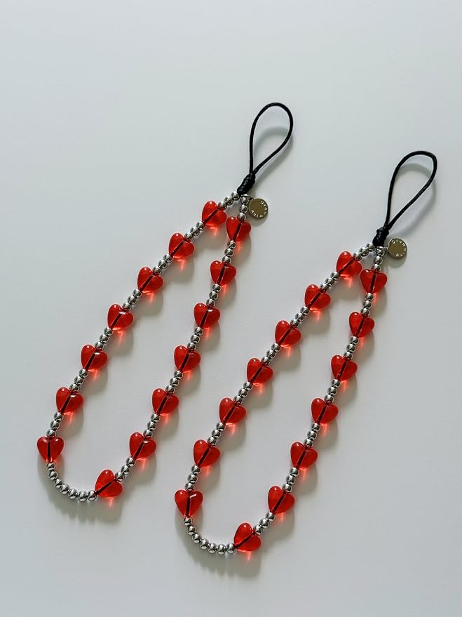 Drawwind Phone Charm Beaded Wristlet Strap Universal Cell Phone Lanyard Cute Bracelet Wrist Strap Beaded Chain String Handmade Accessories for Case Camera Bags (Lucky Love) - Image 6