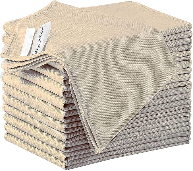 Puomue 12 Pack Microfiber Glass Cleaning Cloth, 12 Inch x 16 Inch, Lint Free Quickly Clean Windows, Mirrors, Glasses, Phone Screens, Camera Lenses, Camel by Puomue