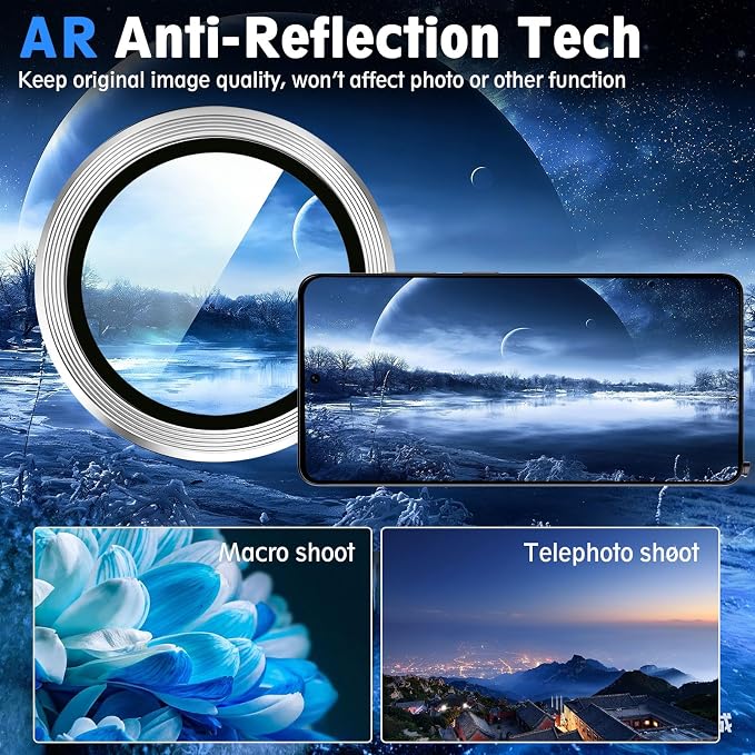SiHPuoy 2Set Camera Lens Protector for Samsung Galaxy S26 Ultra, Silver | 9H+ Tempered Glass, Military Grade Shatterproof, Anti-Scratch,Case Friendly,HD Metal Camera Cover,Does not Affect Night Shots - Image 7