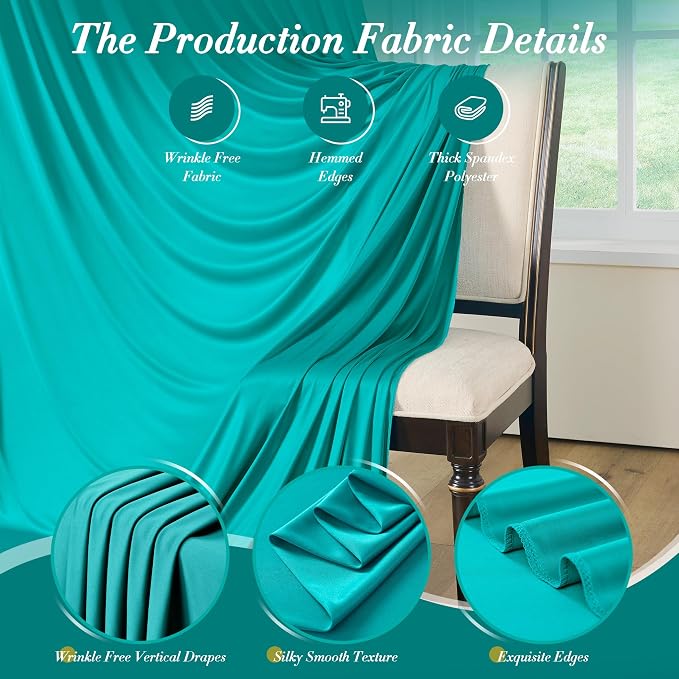 10 ft x 40 ft WWrinkle Free Turquoise Backdrop Curtain for Parties, Thick Polyester Teal Photo Backdrop Drapes,8 Panels 5ft x 10ft for Baby Shower Wedding Engagement Birthday Mermaid Party - Image 7