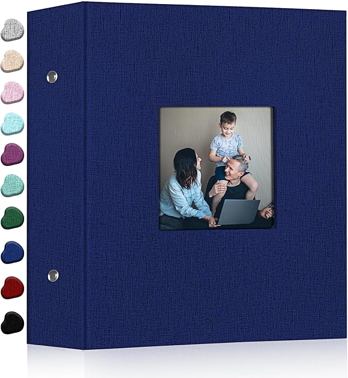 Ejblfe Photo Album 4x6,Linen Cover Slide-in Photo Album Book Can Holds 1000 4x6 Photos with 100 Black Sheets for Family,Wedding,Baby and Holiday Pictures (Dark blue) by EJBLFEPremiumPhotoAlbums