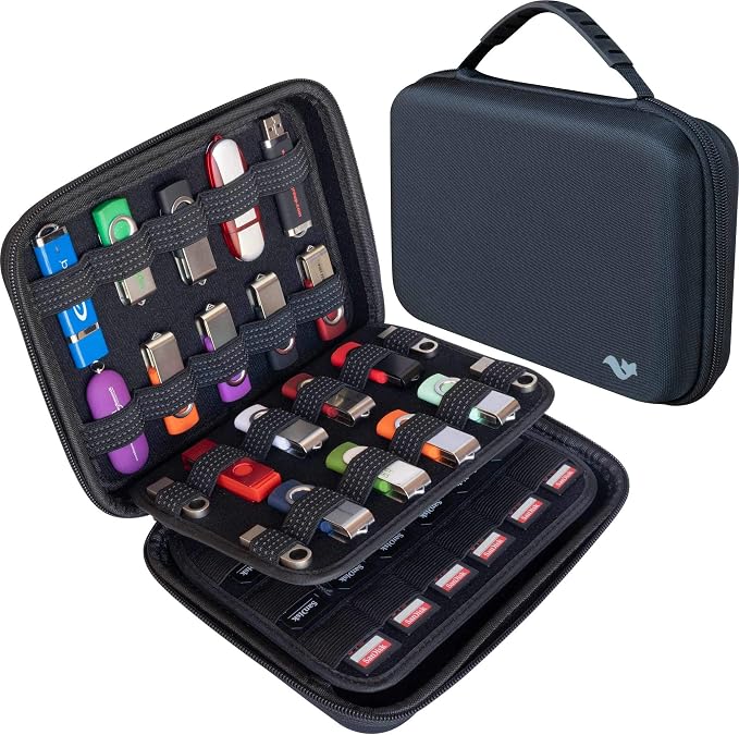 ButterFox Large Capacity USB Thumb Flash Pen Drive Storage Holder/Memory Card SD SDXC SDHC Card Holder Case/External Hard Drive Case/Universal Electronic Accessories Organizer by ButterFox