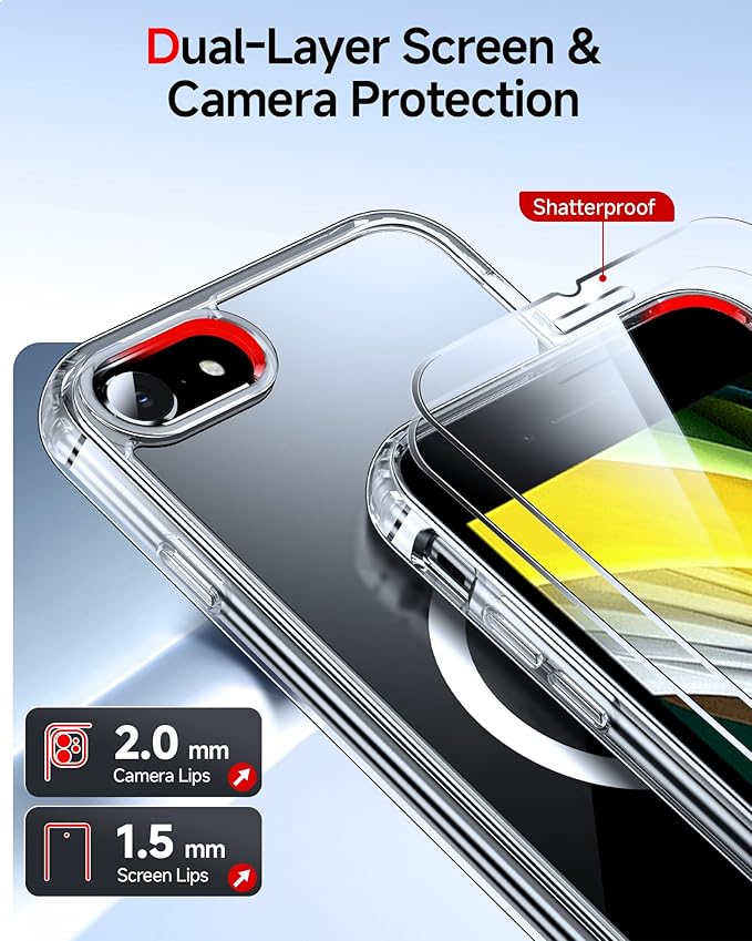 LeYi for iPhone SE-Case Clear: iPhone-8 Phone Cases with [Screen Protector X2+ Camera CoverX2] iPhone 7 SE3 3rd Generation SE2 2nd Gen for Magsafe Magnetic Funda para i iPhone8 iPhone7, Transparent - Image 2