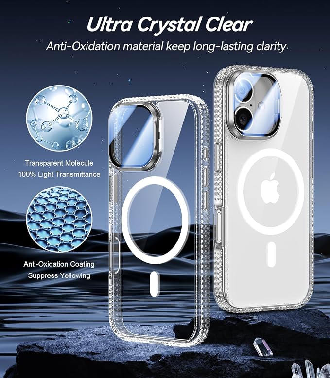 VOFATA [Upgraded Full Camera Protection for iPhone 17 Case with Camera Cover Stand [Fit for MagSafe][10FT Mil-Grade Protection] Transparent Magnetic Phone Cover for iPhone 17 Case, Clear - Image 2