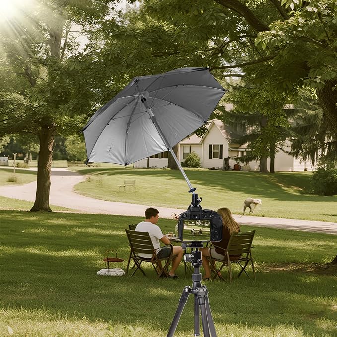 Camera Hot Shoe Umbrella, 360 Swivel DSLR Camera Sunshade & Rain Cover for Camera with Hot Shoe, Waterproof Photography Accessory for Outdoor Photographing, Filming, Live Streaming, 20 Inch - Image 5