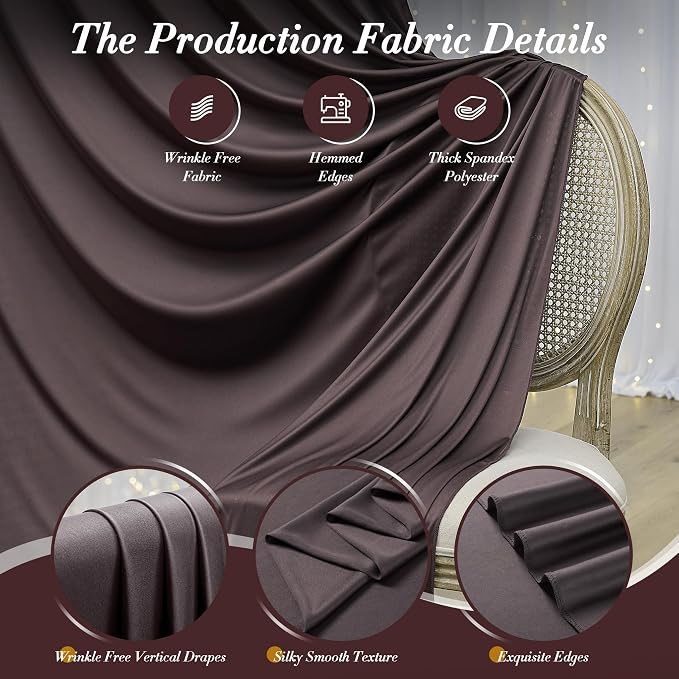 30 ft x 10 ft Wrinkle Free Brown Backdrop Curtain for Parties, Wedding Brown Photo Backdrop Drapes, Fabric 6 Panels 5ft x 10ft for Baby Shower Photoshoot Engagement Birthday Photography Background - Image 4