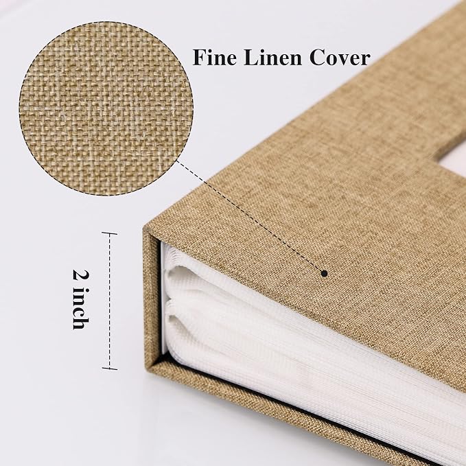 Vienrose 4x6 Photo Album,300 Pockets,Linen Cover with Window,Khaki | Linen Hardcover, Slip In Photo Book, Family Memory Album, Travel Keepsake - Image 4