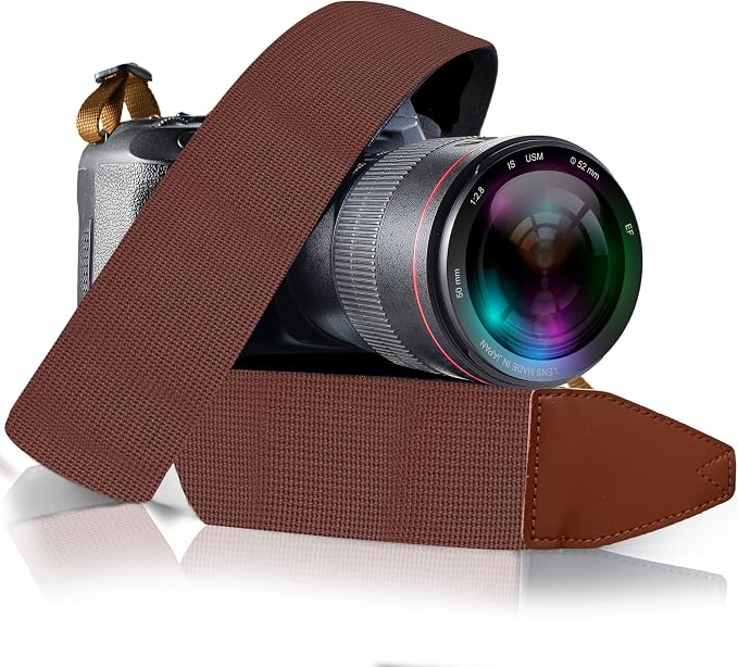 Art Tribute Camera Strap - Shoulder, Crossbody & Neck Camera Strap for Photographers, Fits All Cameras, Canon Nikon Sony Fujifilm, Padded Strap W/Quick Release, Embroidered Cotton & Leather Ends by ArtTribute
