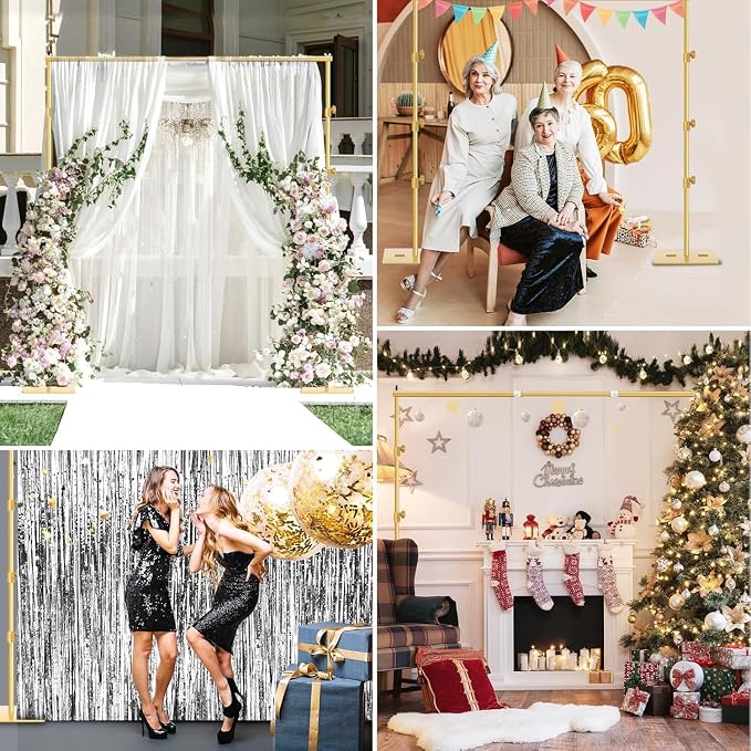 EMART Backdrop Stand Heavy Duty 8.5x10ft Adjustable Pipe and Drape Stand | Gold Photo Backdrop Stand for Party Photography Wedding Birthdy Dispaly Festival Decorations Balloon Exhibition Photo Booth - Image 7