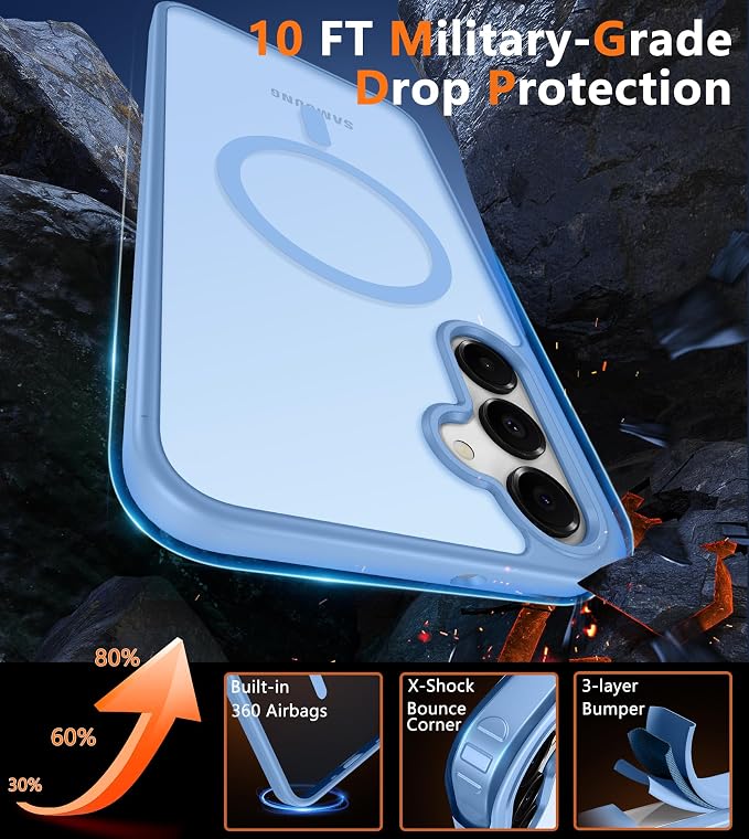 FNTCASE for Galaxy A26 5G Phone Case, Fit for Magsafe, Screen Protector | Translucent Matte, 14FT Military Grade Drop Protection, Slim Shockproof Protective, for Samsung A 26 4G Cover, Light Blue - Image 6