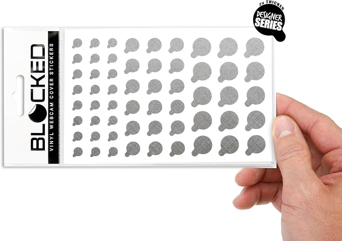 Rigid Series - 2X Thicker | BLOCKED Original Vinyl Webcam Cover Stickers | Restickable & Stackable Privacy Covers | for All Camera-endable Devices | 3-Sizes | 57 Tabbed Metallic Crisscross Textured - Image 7