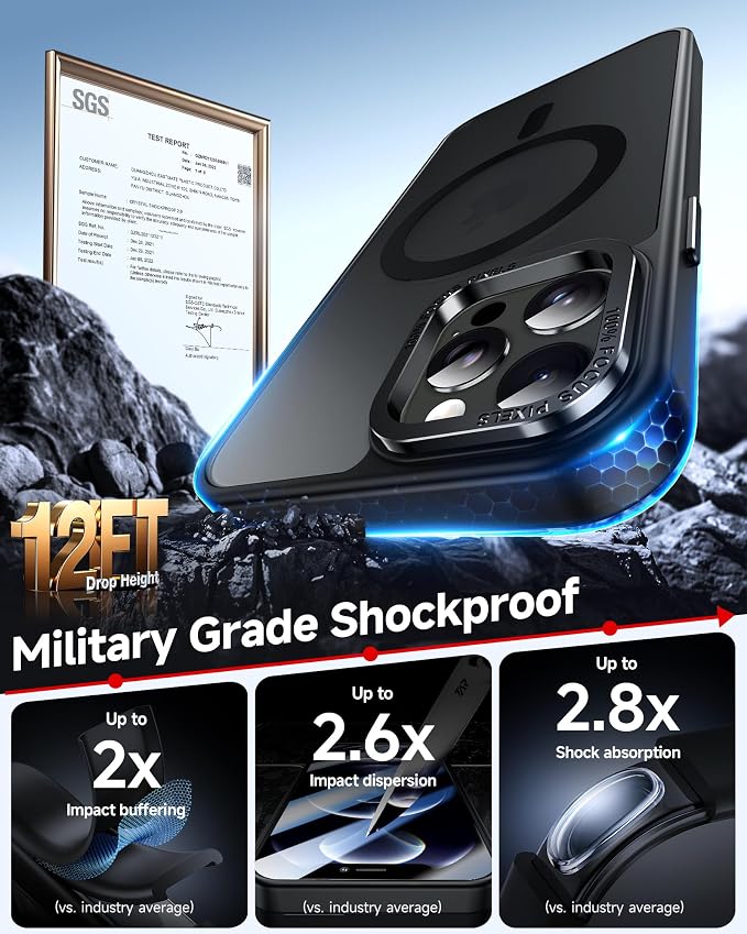 LeYi for iPhone-16-Pro Case: with Screen Protector X2, i Phone 16pro Cases Magnetic Cover Slim Funda para iPhone16 Procase Protective Women Men Rugged Military Grade Heavy Duty, Black - Image 5