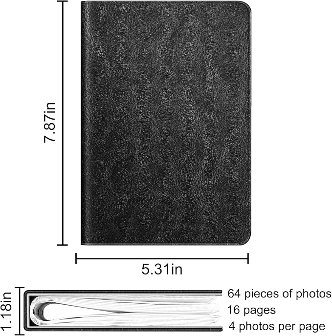 Fintie Photo Album for 3.5x4.25 Inch Polaroid Films, 64 Pockets | For Fujifilm Instax Wide Films, Polaroid Now+, Flip I-Type 600 Sx-70 Photos, Small Wallet Album, Memory Book, Vintage Black - Image 6