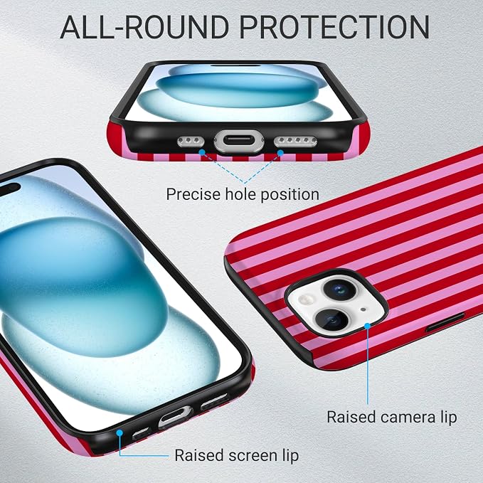 TPU Phone Case for iPhone 15, MagSafe Wireless Charging Compatible, Shockproof Slim Fit Protective Cover with Anti-Yellowing & Raised Camera Protection (Stripes 4, iPhone 15) - Image 3