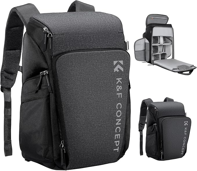 K&F CONCEPT Camera Backpack, 22L Expandable Camera Bag with Rain Cover | with Tripod Holder & 15.6in Laptop Compartment, Quick Access & Water Resistant for Canon/Nikon/Sony/DJI/DSLR Mirrorless, B06 by KFCONCEPT