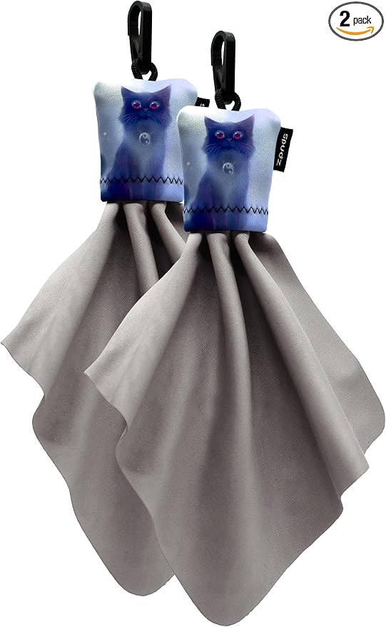 Classic Microfiber Lens Cleaner – Clip-On Pouch, Washable – for Binoculars, Scopes, Glasses, Screens | Classic | Cat, 6 x 6 Inch (2-Pack) by SPUDZ