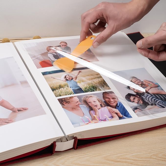 HoneyTolly Large Photo Album Self Adhesive, DIY Scrapbook Album for 600 Photos, 13"x12.6" 120 Pages Linen Cover Memory Book(Red) - Image 5