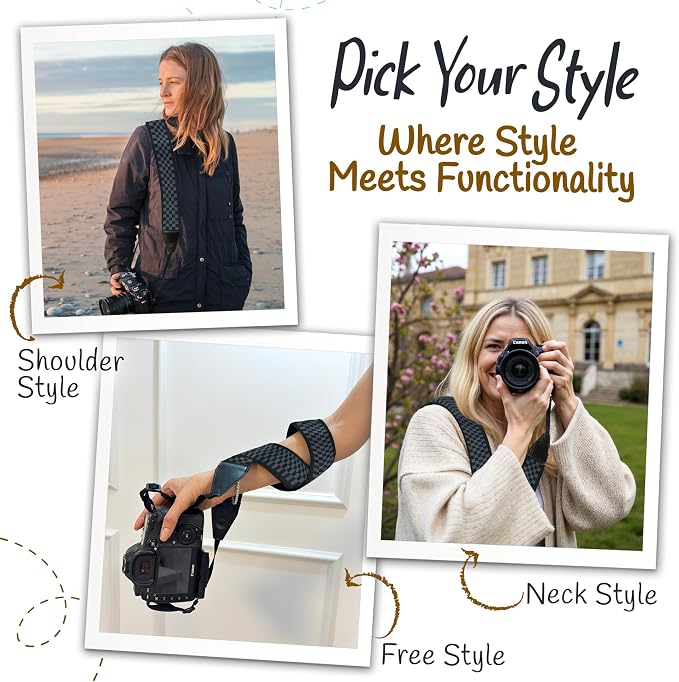 Art Tribute Camera Strap - Shoulder, Crossbody & Neck Camera Strap for Photographers, Fits All Cameras, Canon Nikon Sony Fujifilm, Padded Strap W/Quick Release, Embroidered Cotton & Leather Ends - Image 6