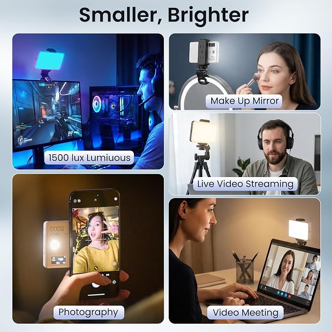 Selfie Phone Light with Magnetic,140 LED 1800K-10000K 4900mAh + Power Bank RGB Video Light CRI 96+ Professional Portable Lighting for Camera, TikTok, Vlog, Makeup, Zoom,Selfie - Image 7