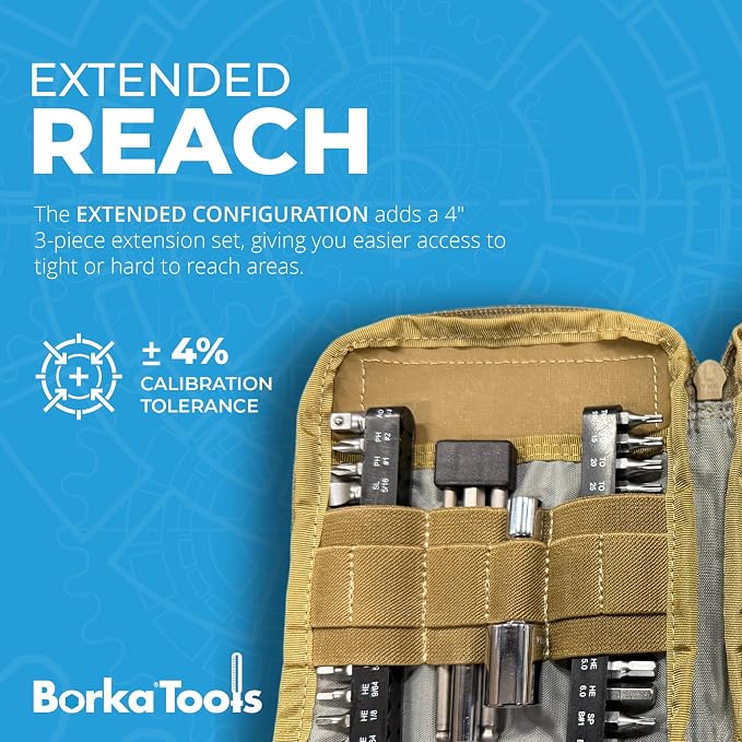 Torque Driver Kit – Extended Reach Edition: Adjustable Torque Driver with Long Ball-End Bits, Adapters, Extensions & Cordura Case – Precision Assembly & Mechanical Applications - Image 3