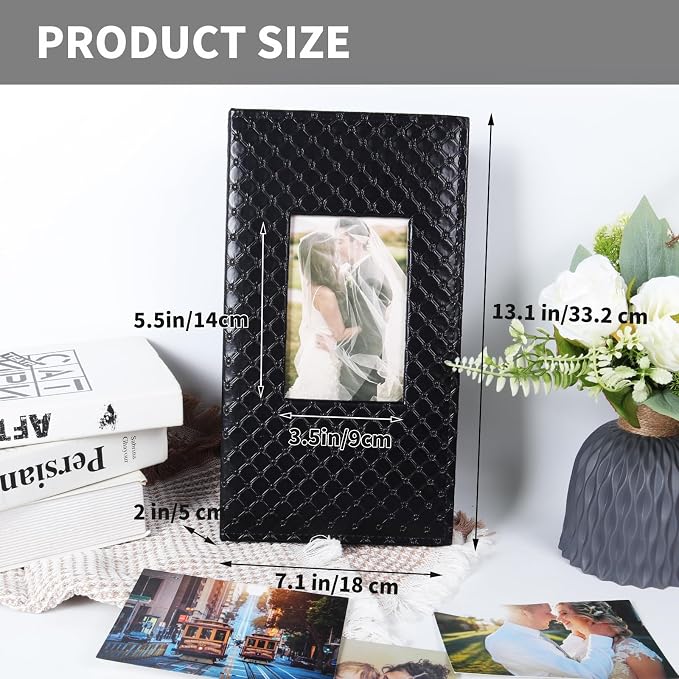 RECUTMS Photo Album 4x6 Pictures, 300 Pockets Large Capacity Picture Album | Acid-Free Black Pages, Leather Cover, Horizontal Pockets, Custom Photo Cover, Perfect for Wedding, Family&Trave - Image 5