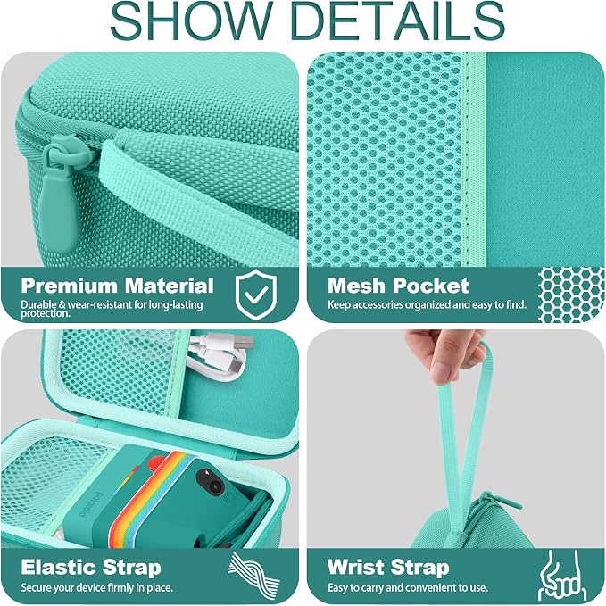 khanka Case for Polaroid Go Generation 3 Mini Instant Camera,Mint Green | Fits for Polaroid Go Generation 2(6282),Accessory Storage Pocket, Travel-Ready Portable Storage,Case Only - Image 4