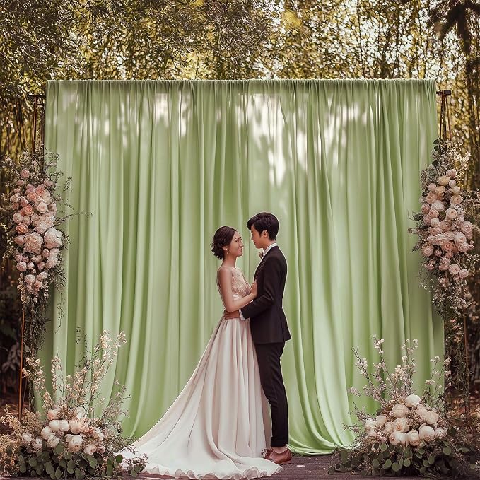 ESGOTBME 30x10ft Wrinkle Free Sage Green Backdrop Curtain for Parties Soft Fabric Drapes Wedding Curtain Backdrop for Birthday Party Decorations Background for Photography 5x10ft, 6 Panels - Image 8