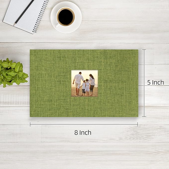 potricher Photo Album 4x6 Pictures, 100 Pockets, Linen Cover, Green | Linen Cover, Front Window, Large Capacity 4x6 Picture Albums, Photo Book for Family, Wedding, Anniversary, Baby, Keepsake - Image 2