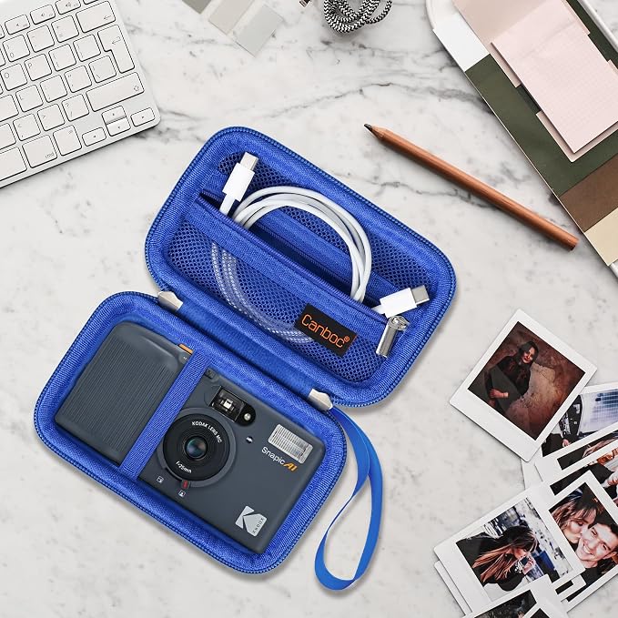 Canboc Carrying Case for KODAK EC35/ KODAK EKTAR H35 Film Camera, Blue | For H35N/ KODAK Snapic A1 Camera, H35/ EC35 Film Camera Bag, Zipper Mesh Pocket fits Batteries, Cable, Case Only - Image 7