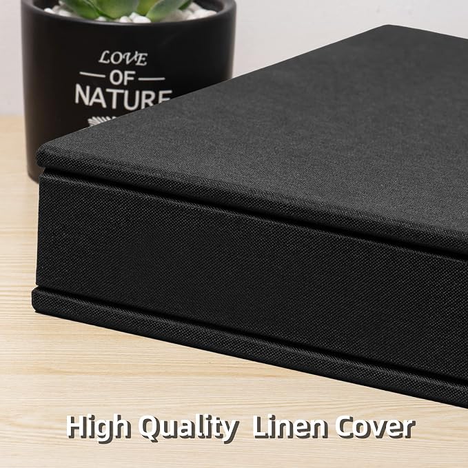 Large Photo Album Self Adhesive 4x6 8x10 10x12 Scrapbook Magnetic Album DIY Scrapbook Length 13 x Width 12.8 (Inches) 120 Sticky Pages Linen Cover DIY Photo Album(Black) - Image 5
