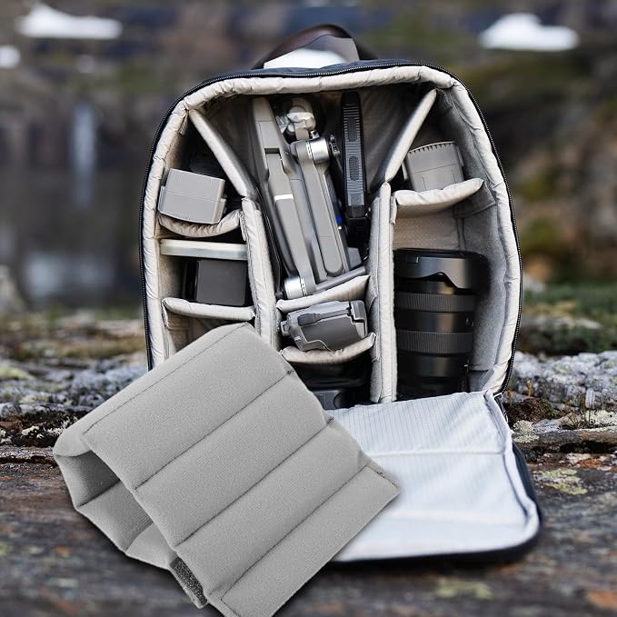 Cabilock Camera Bag Divider 2 Pcs Padded Dividers for Camera Bag Insert for Backpack Shock Absorbing Divider Organizer Insert for Photography Gear Travel | Two padded panels create adjustable sections for lenses, camera bodies and accessories inside co... - Image 6