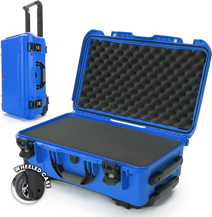 NANUK 935 Hard Case with Cubed Foam for Camera & Lenses – Waterproof Protective Equipment Case with Wheels, 22” x 14” x 9” – Dustproof and Impact Resistant, Carry-On Approved for Most Airlines – Blue by NANUK