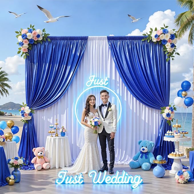 20x10FT Royal Blue Sequin Backdrop Curtain for Party - 4 Panels 5x10FT Wrinkle-Free Shimmer Drapes for Birthday, Wedding, Christmas, Decorations & Photography - Image 8
