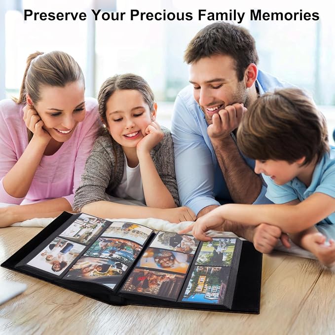 RECUTMS Photo Albums 4x6 Pictures, 600 Pockets Large Capacity Picture Album | Acid-Free Black Pages, Leather Cover, Dual Horizontal/Vertical Pockets, Custom Photo Cover, Perfect for Wedding, Family&Trave - Image 6