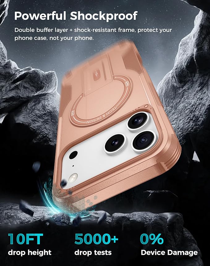 Goton 3 in 1 for iPhone 17 Pro Case with Privacy Screen Protector | Glass Camera Lens Protector,Compatible for MagSafe,Invisible Kickstand, Shockproof Phone Cover for iPhone 17Pro - Image 4