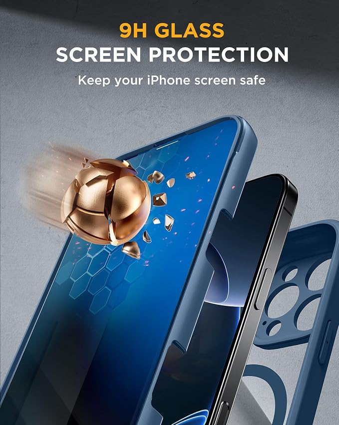 miracase Privacy for iPhone 16 Pro Max Case, 25° Anti-Spy, Blue | Built-in Privacy Screen Protector, Compatible with MagSafe, Full Camera Protection, 360° Full Body Shockproof Phone Case 6.9" - Image 4